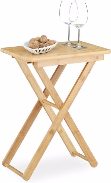 Mesa auxiliar plegable de bambú rectangular de Relaxdays en color beige o marrón, An/P/Al: 52 x 40 x 31 cm