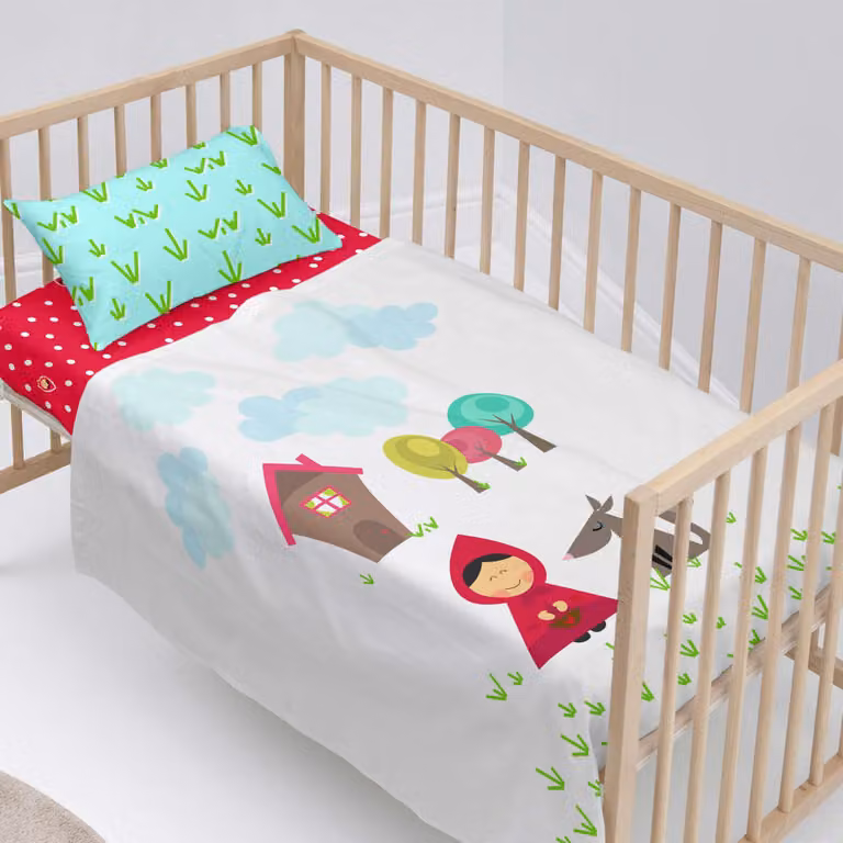 Juego de sábanas de 2 piezas Mr Fox para niños en algodón multicolor y blanco con funda de almohada y sábana bajera