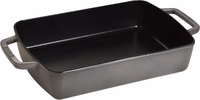 Fuente para horno rectangular Staub de hierro fundido esmaltado en color gris, An/P: 30 x 20 cm