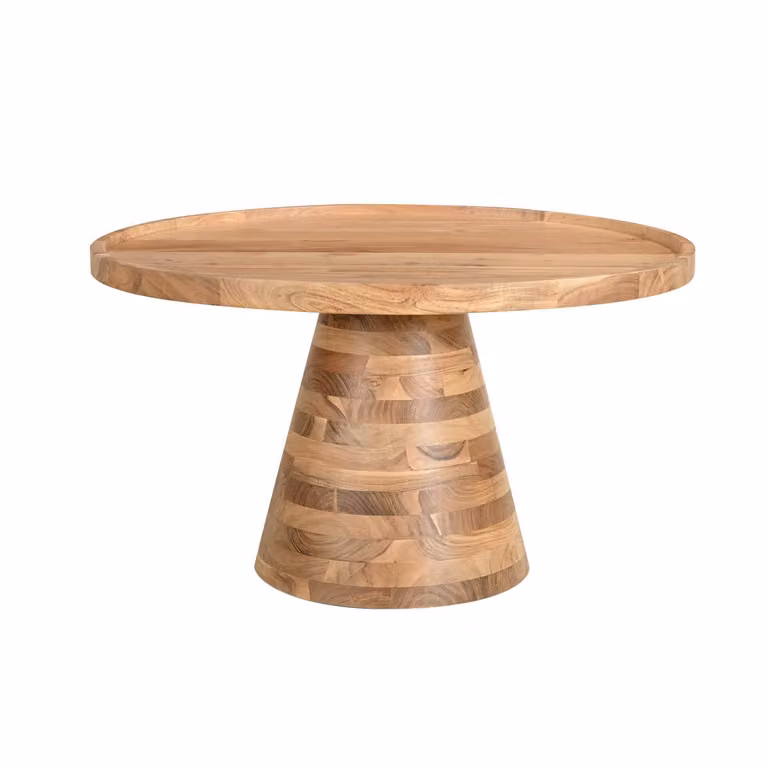 Mesa de centro redonda de madera de acacia Miliboo en color natural y marrón, Diámetro: 80 cm, Altura: 45 cm