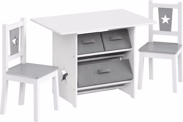 Mesa de juegos y escritorio para niños Woltu con cajones en blanco y gris