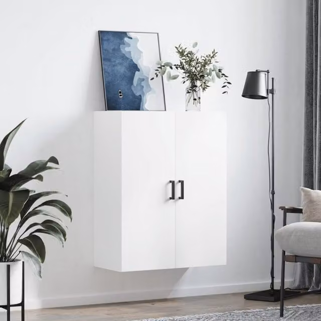 Armario de pared moderno SYFAX en color blanco con puertas batientes, An/P/Al: 69,5 x 34 x 90 cm