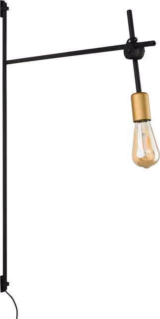 Aplique de pared industrial Axis de Nowodvorski Lighting en metal negro y dorado con casquillo E27 de 60W