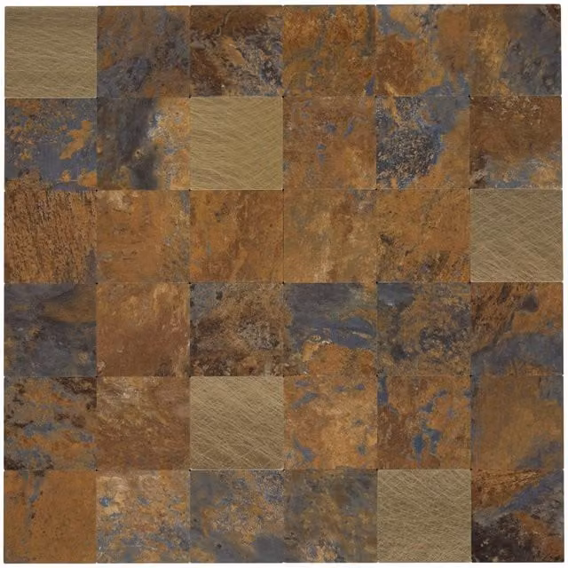 Lote de 2 pegatinas adhesivas de pared Mina de Atmosphera con diseño de azulejos geométricos en marrón y multicolor, An/P: 30 x 30 cm