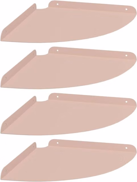 Set de 4 estantes flotantes de esquina vidaXL en color rosa mate, An/P/Al: 30 x 30 x 2,3 cm