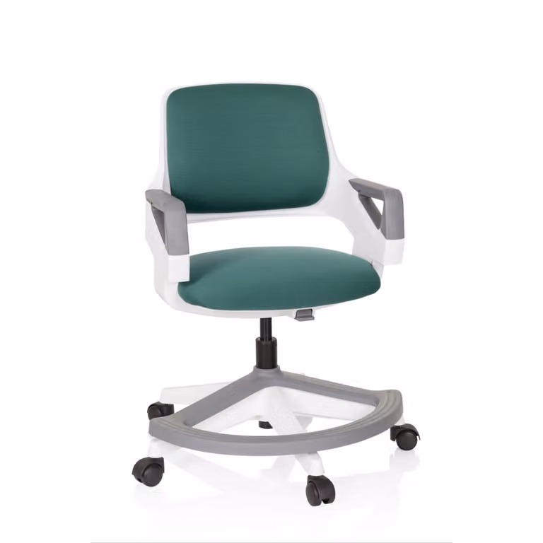 Silla giratoria para niños Kid Flex de hjh office en color petrol y blanco con tejido de malla