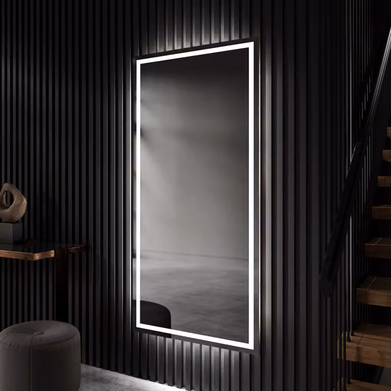 Espejo de baño Artforma con iluminación LED, rectangular y moderno, An/Al: 100 x 200 cm