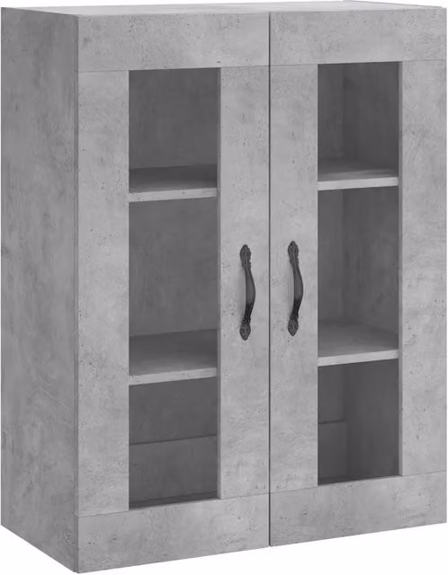 Armario de pared moderno Helloshop26 con puertas de cristal en color gris, An/P/Al: 69,5 x 34 x 90 cm