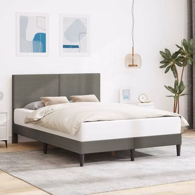 Estructura de cama Maison exclusive en tela de pana gris con somier de láminas de madera, An/P/Al: 120 x 200 x 102 cm