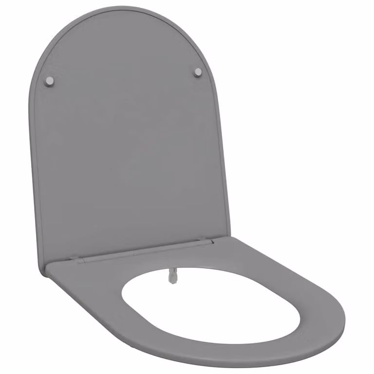 Asiento de WC ovalado vidaXL en gris de plástico con tornillos An/P/Al: 47 x 36 x 4,7 cm