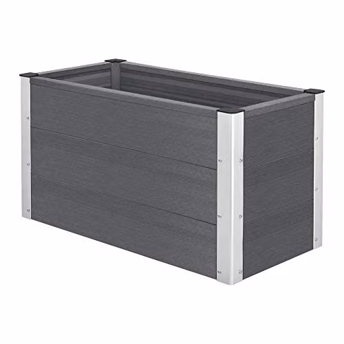 Jardinera NEU.HOLZ de WPC para flores o plantas, color gris, An/P/Al: 100 x 50 x 50 cm