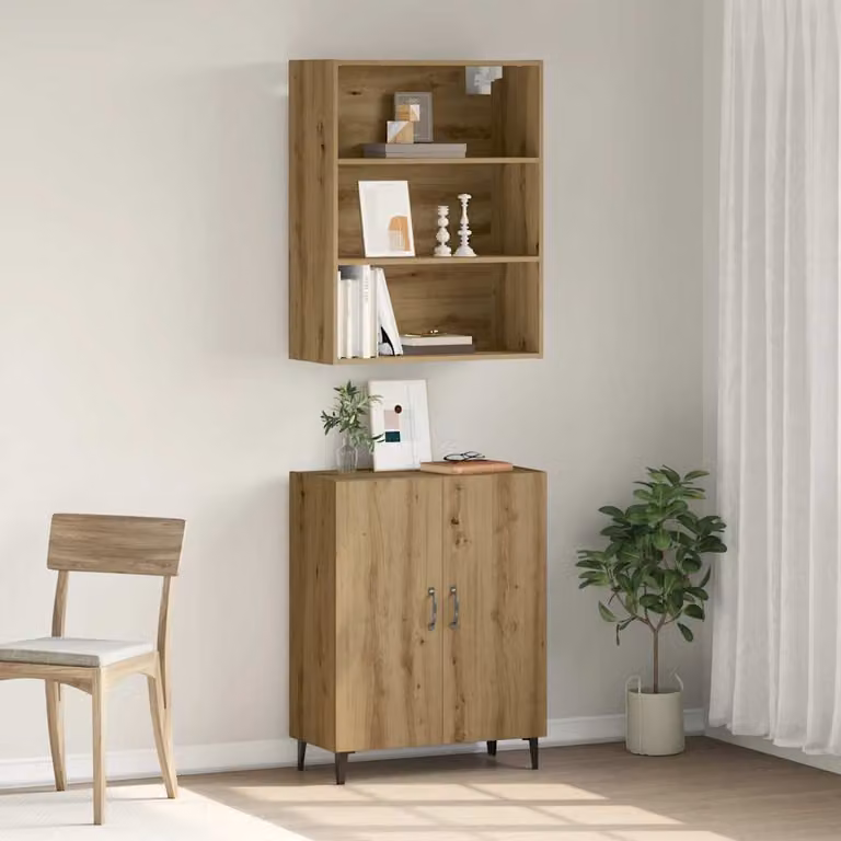 Aparador moderno de pared vidaXL en madera de roble color marrón An/P/Al: 180 x 34 x 69,5 cm