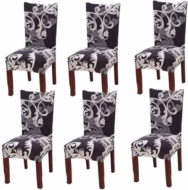 Juego de 6 fundas elásticas universales LIIYIELA para sillas de comedor, diseño gráfico multicolor, resistentes a las manchas y antideslizantes