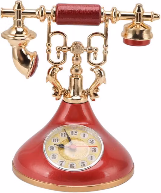 Reloj despertador retro analógico LIIYIELA de mesa en color rojo, diseño redondo para decoración de hogar u oficina, An/P/Al: 19,0 x 12,5 x 12,5 cm
