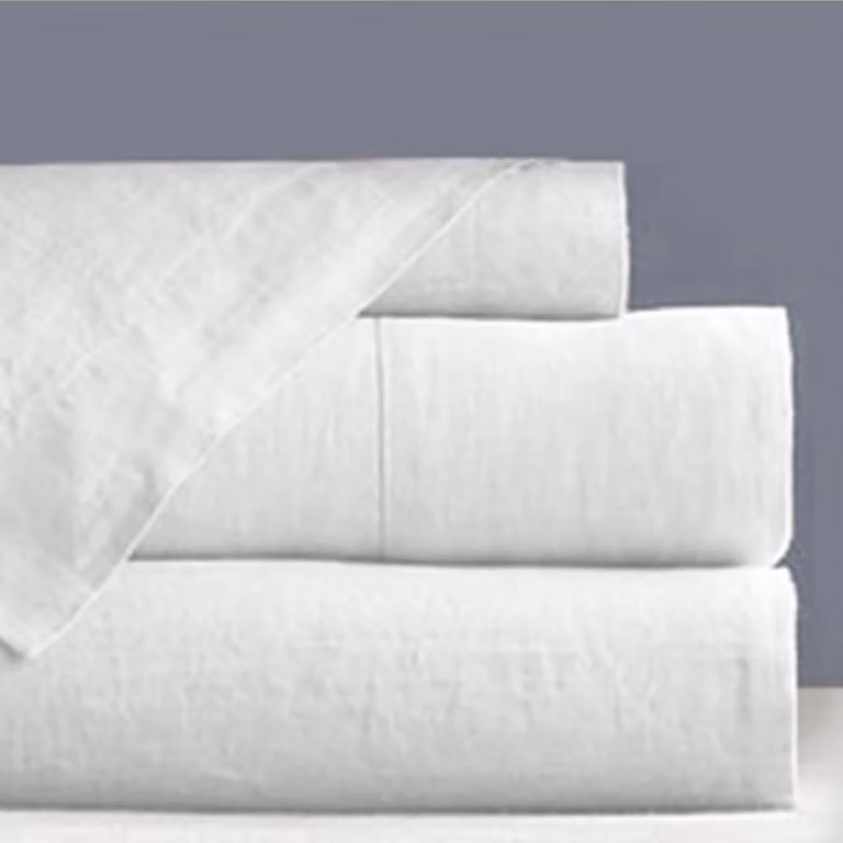 Juego de sábanas Manterol de lino y algodón en color blanco para cama de 200x200 cm