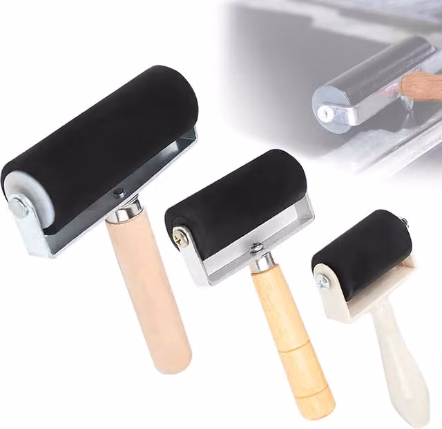 Juego de 3 rodillos de presión de silicona COOCHEER para manualidades y estampado, con agarre antideslizante y acabado en negro, diámetros: 3,5 cm, 6 cm y 10 cm