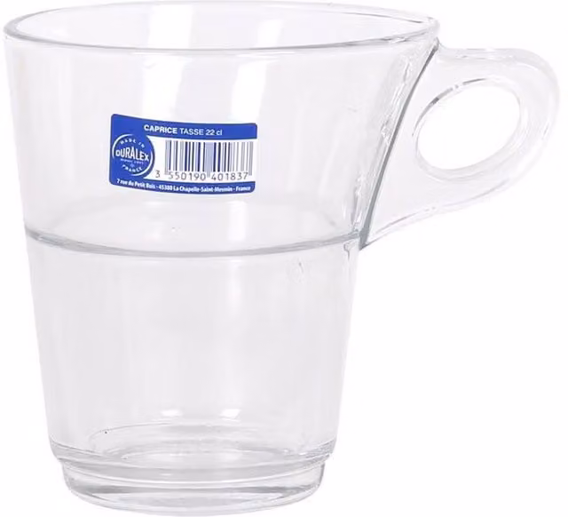 Set de 6 tazas de café Duralex Caprice de cristal transparente con capacidad de 22 cl