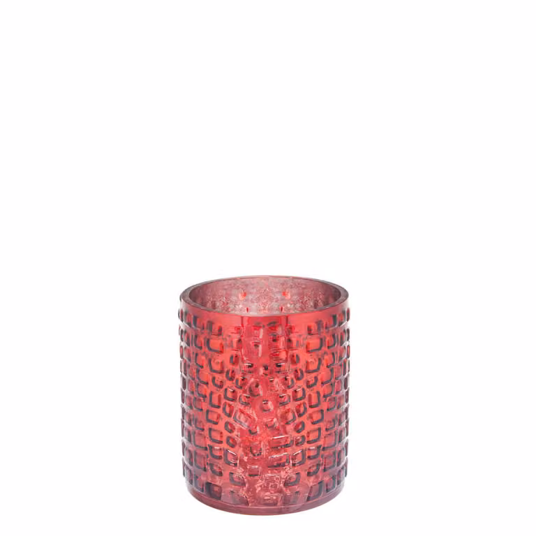Portavelas decorativo de vidrio rojo Sia Deco para tealight Altura: 18 cm