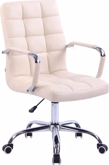 Silla de escritorio CLP Deli color beige con tapicería de piel sintética, altura ajustable y ruedas para oficina o casa