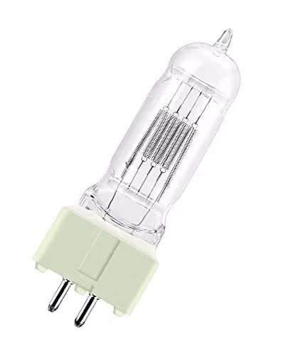 Lámpara halógena Osram de luz blanca cálida 3000K, 1000W, 230V, casquillo GX9,5, transparente