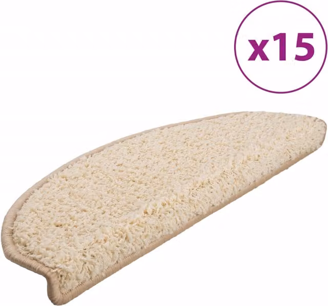 Set de 15 alfombrillas para escaleras autoadhesivas Vidaxl, antideslizantes y absorbentes de sonido, color beige, An/P/Al: 65 x 21 x 4 cm