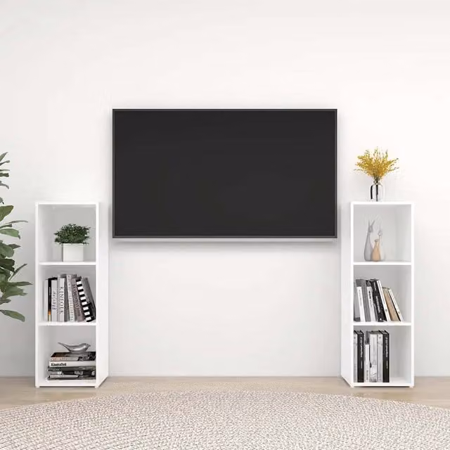 Conjunto de 2 muebles de salón modernos Maison Exclusive en madera de color blanco An/P/Al: 107 x 35 x 37 cm