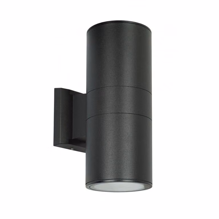 Aplique de pared exterior SU-MA 7001 BL en color negro con luz direccional hacia arriba y hacia abajo, diámetro: 11 cm, 2 bombillas E27 y protección IP54