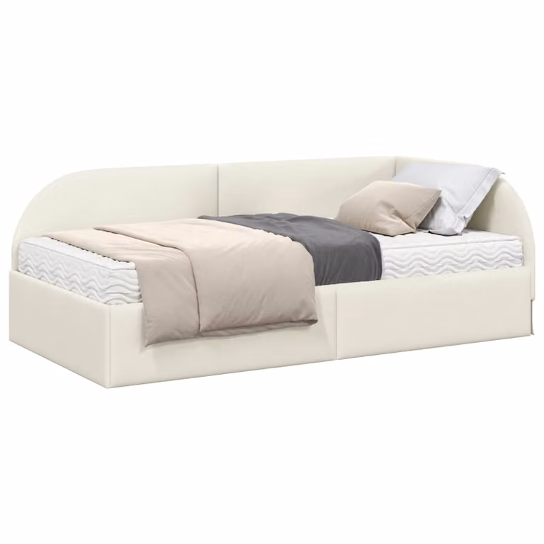 Estructura de cama de esquina con colchón de 2 unidades vidaXL en color beige, An/P/Al: 90 x 190 x 32,2 cm