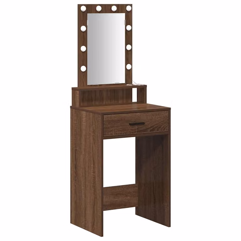Mesa tocador moderna vidaXL de madera MDF color marrón con iluminación LED An/P/Al: 50 x 41 x 140 cm