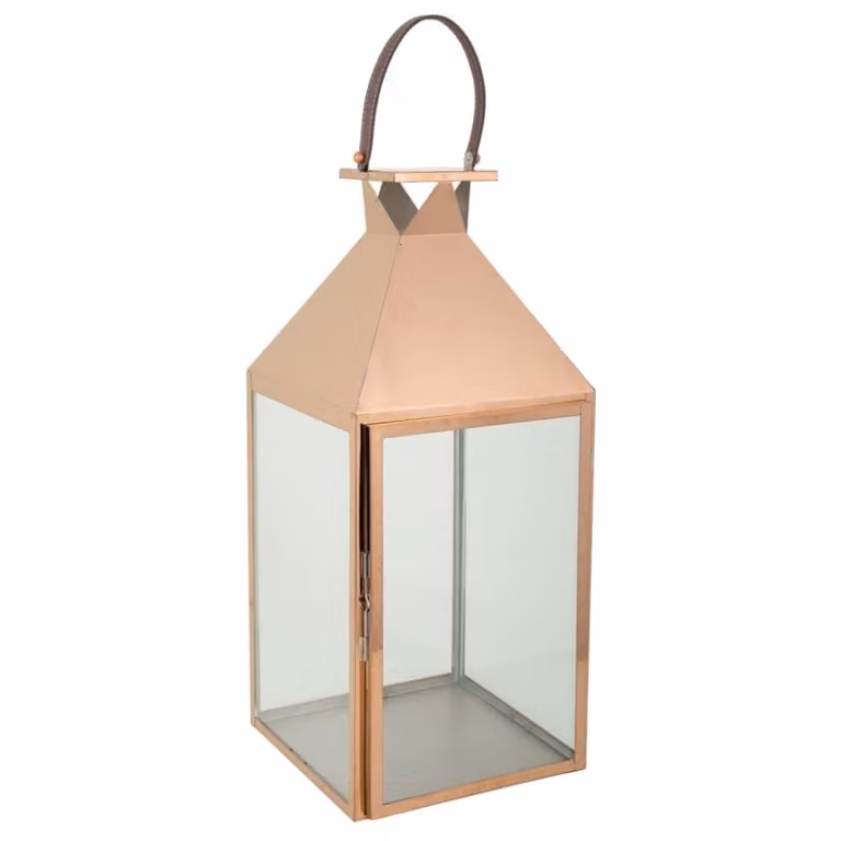Farol de mesa Wanderlust Deco en metal y cristal color bronce, An/P/Al: 29 x 28 x 66 cm