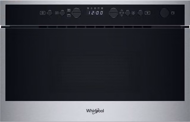 Microondas integrable con grill Whirlpool de 22 litros en acero inoxidable y color plata con pantalla LED WMN464BX