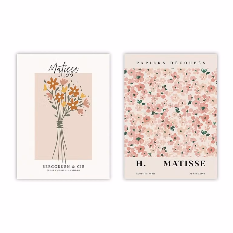 Set de 2 posters de diseño floral moderno de Poster Lab, multicolor, An/Al: 30 x 40 cm