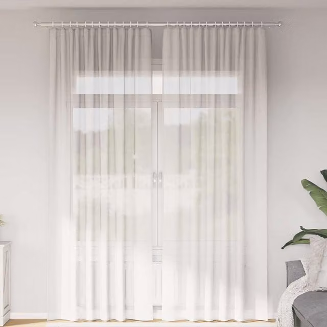 Set de 2 cortinas de gasa semi-transparentes vidaXL en color blanco con bolsillos para varilla, An: 140 cm, Al: 260 cm