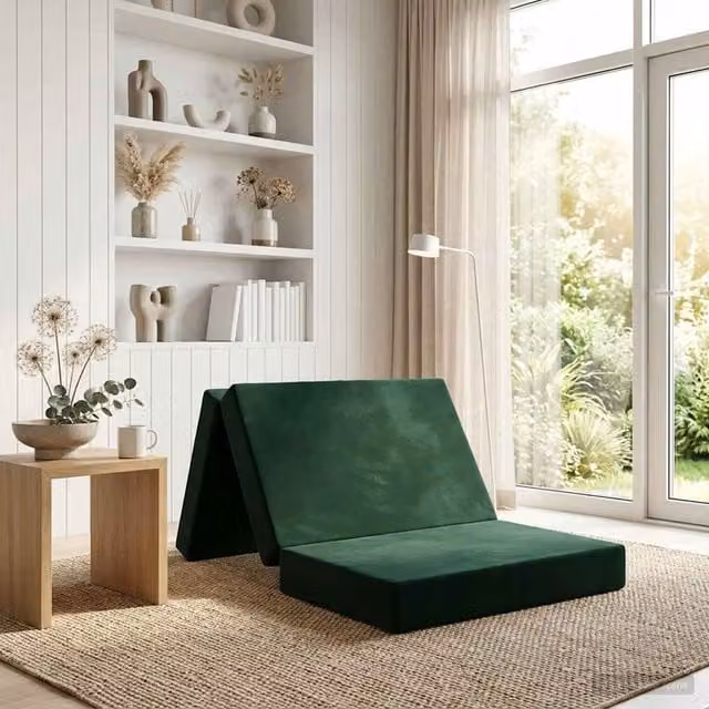 Sofá cama plegable de terciopelo verde vidaXL An/P/Al: 100 x 67 x 45 cm