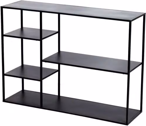 Estantería independiente Isojoki de 5 niveles en metal y madera de en.casa, color negro mate, An/P/Al: 120 x 35 x 87,5 cm