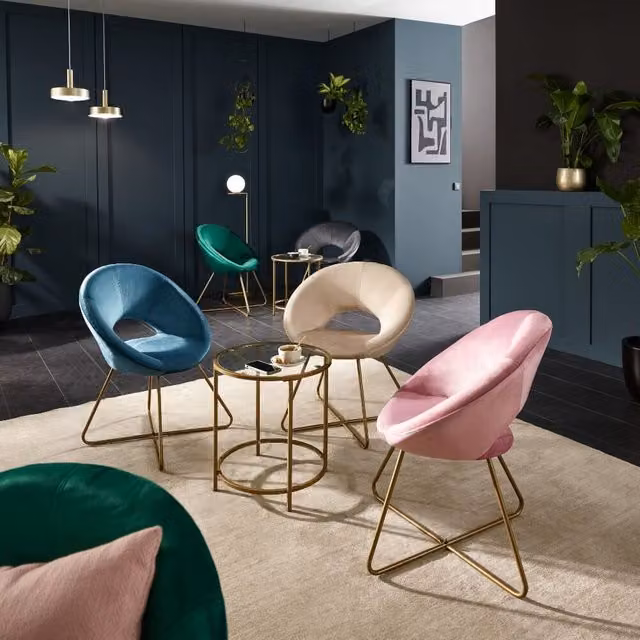 Silla de terciopelo SELESA Home Deluxe en color rosa para comedor o cocina