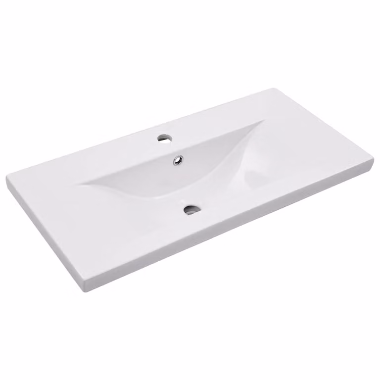Lavabo encastrado rectangular de cerámica blanco vidaXL An/P/Al: 81 x 39,5 x 18,5 cm