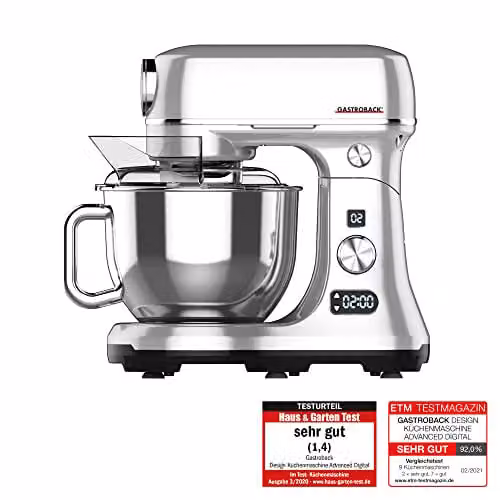 Robot de cocina Gastroback Design Advanced Digital de 5 L en acero inoxidable y plata con pantalla LCD y función de embutidora