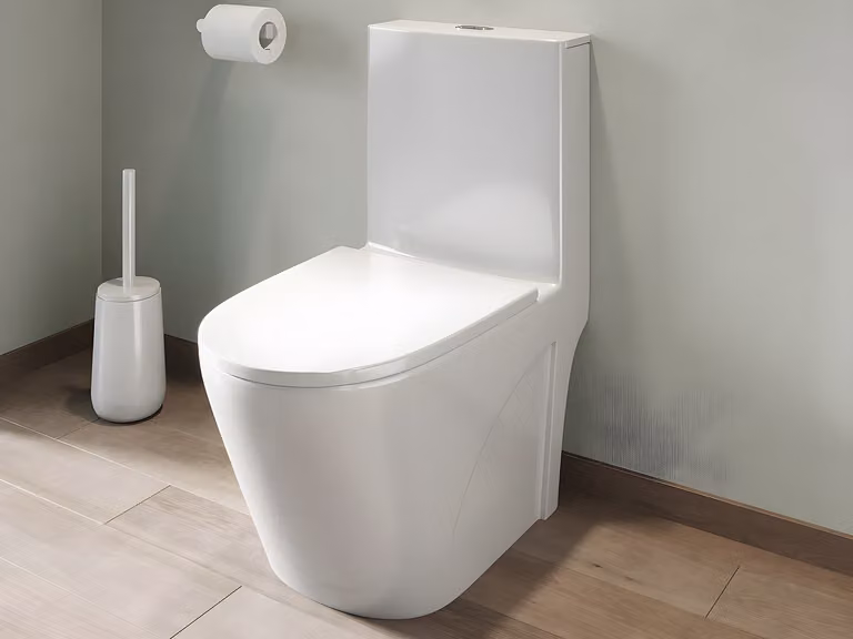 WC de cerámica blanco con asiento de cierre suave NAGILAM An/P/Al: 69 x 34 x 78,5 cm