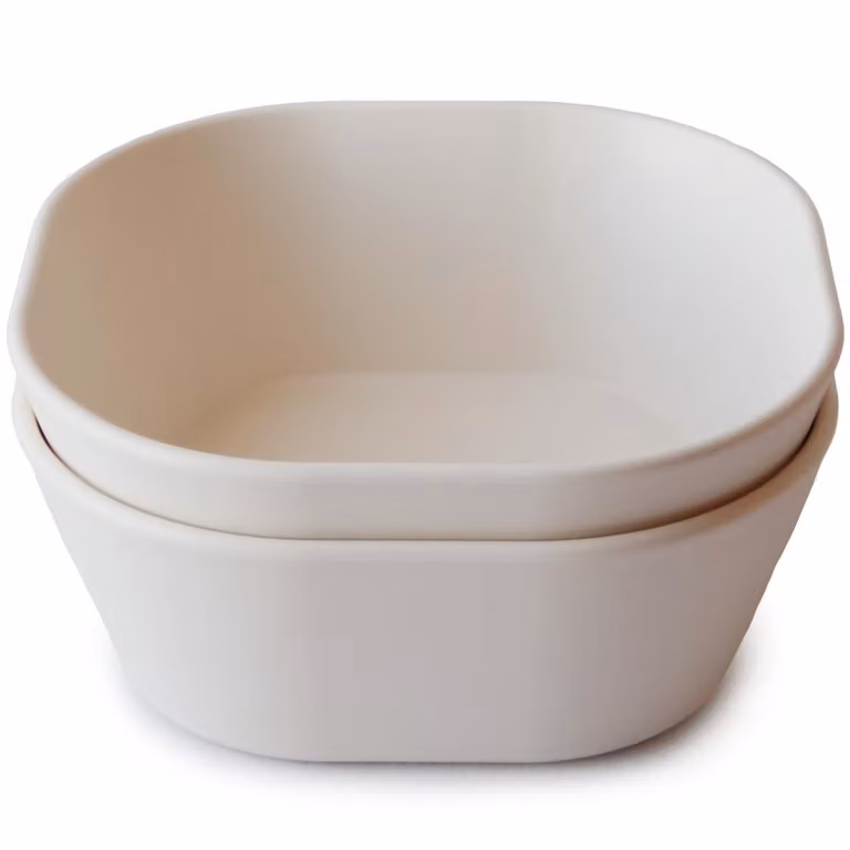 Pack de 2 cuencos Mushie para niños en color beige de polipropileno aptos para microondas y lavavajillas
