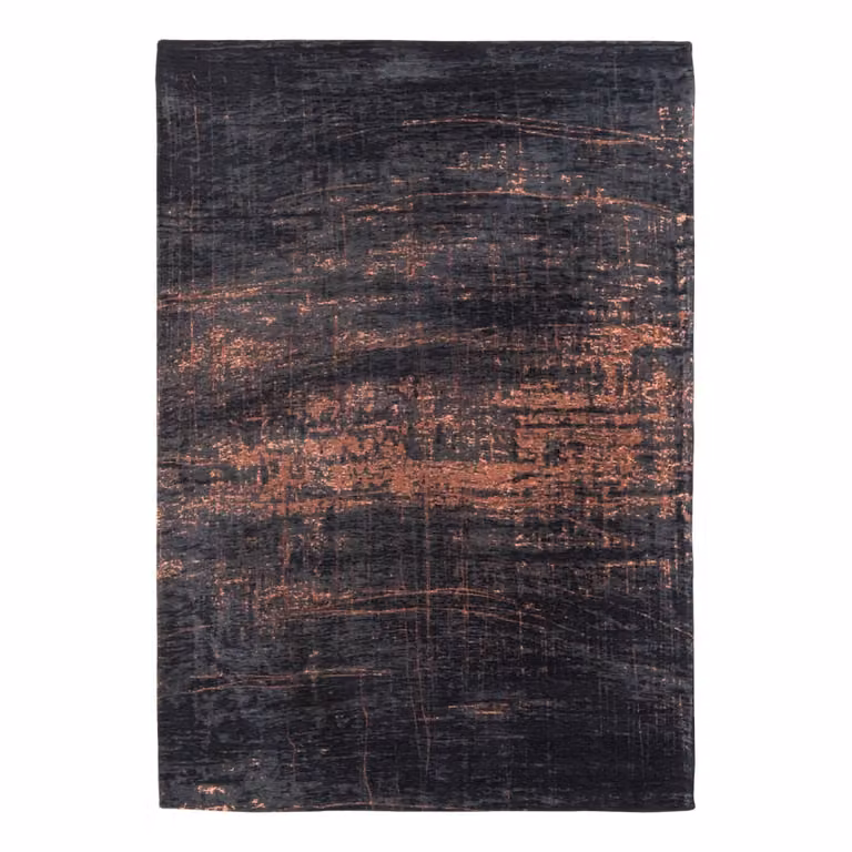 Alfombra lavable Louis de Poortere Griff de estilo retro con rayas en color negro para interior y exterior An/P: 170 x 240 cm