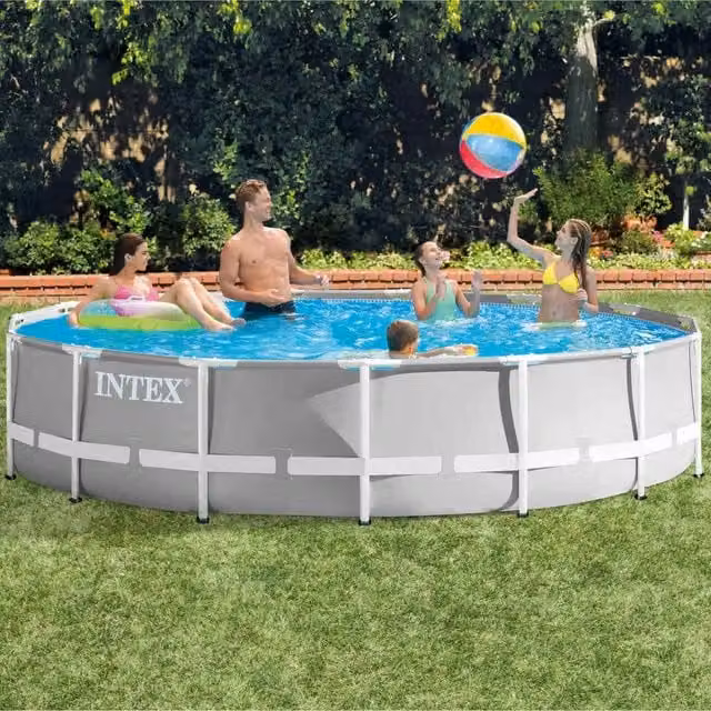 Piscina rectangular Intex Prism Frame de color gris, An/P/Al: 457 x 457 x 107 cm