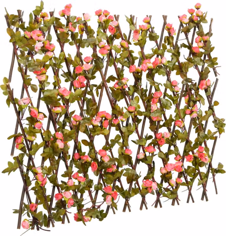 Valla de enrejado expansible de hiedra artificial Syfax en color rosa, An/Al: 60 x 180 cm