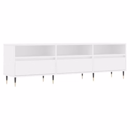Mueble de TV moderno Helloshop26 de madera y hierro en color blanco, An/P/Al: 150 x 30 x 44,5 cm
