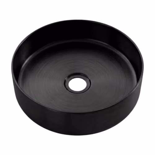 Lavabo redondo de sobre encimera Essebagno Essenox en cerámica color negro, Diámetro: 37,5 cm