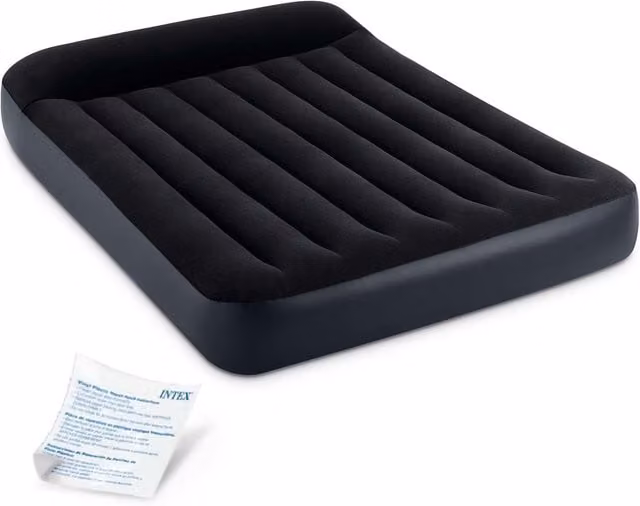 Colchón Hinchable Doble Intex Negro con Acabado de Microfibra y Terciopelo An/P/Al: 191 x 137 x 25 cm