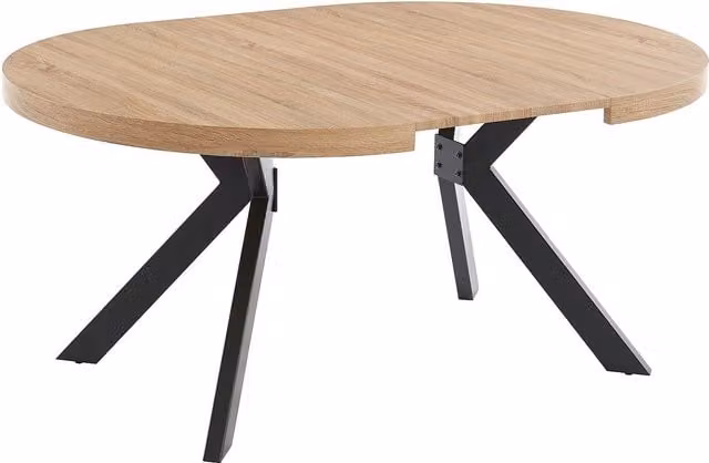 Mesa de comedor extensible Komoni de estilo industrial con acabado en MDF y metal, disponible en colores beige, negro y marrón, con capacidad para 4 a 8 personas, An/P/Al: 120 x 100 x 76 cm (extensible hasta 220 cm)
