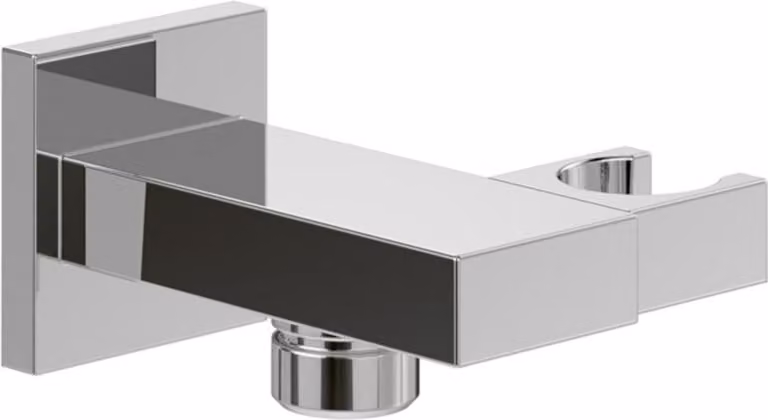 Soporte de mano para ducha universal rectangular de Villeroy & Boch en acabado plata de latón para montaje en pared
