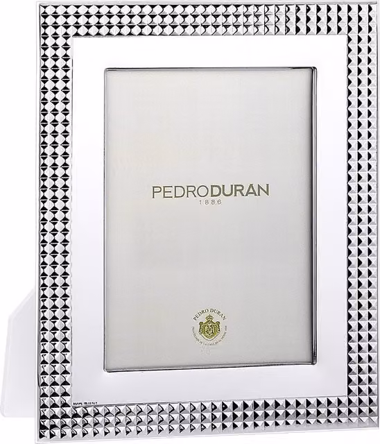 Marco de fotos Petra de Pedro Durán en metal color plata, diseño rectangular moderno para mesa, 13 x 18 cm