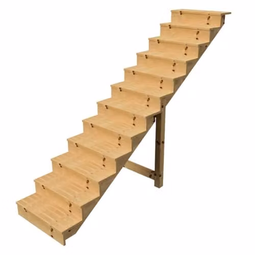 Escalera exterior de madera Vinuovo de 12 peldaños en color verde y beige, An: 80 cm, P: 29 cm, Al: 207 cm